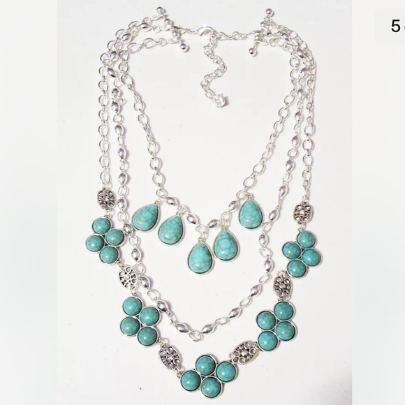 New Premier Designs Switch it Up Necklace- multistrand silver & turquoise 8 in 1 - Picture 2 of 8